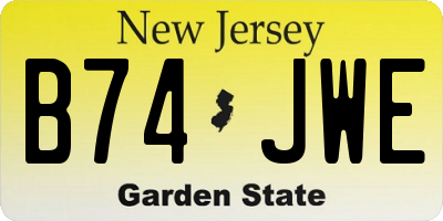 NJ license plate B74JWE