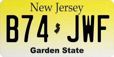 NJ license plate B74JWF