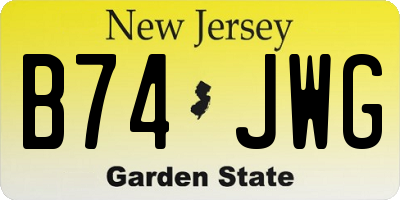 NJ license plate B74JWG