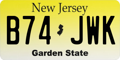 NJ license plate B74JWK