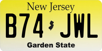 NJ license plate B74JWL