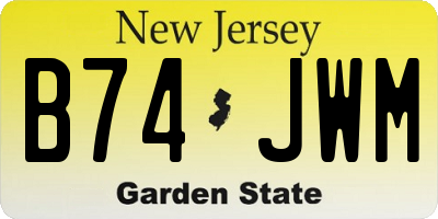 NJ license plate B74JWM