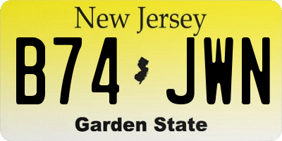 NJ license plate B74JWN