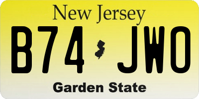 NJ license plate B74JWO