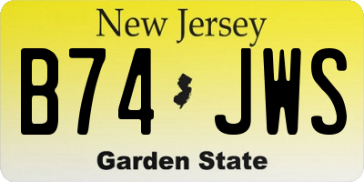 NJ license plate B74JWS