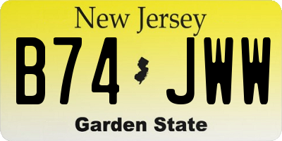 NJ license plate B74JWW