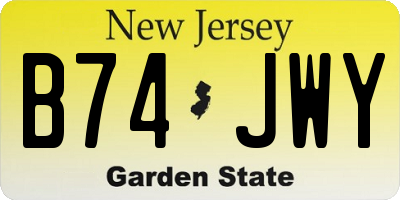 NJ license plate B74JWY