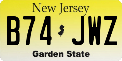 NJ license plate B74JWZ