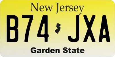 NJ license plate B74JXA