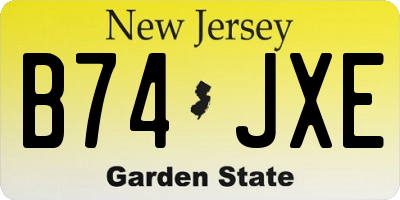 NJ license plate B74JXE