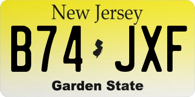 NJ license plate B74JXF