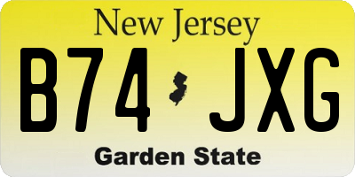 NJ license plate B74JXG