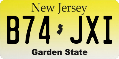 NJ license plate B74JXI