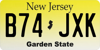 NJ license plate B74JXK
