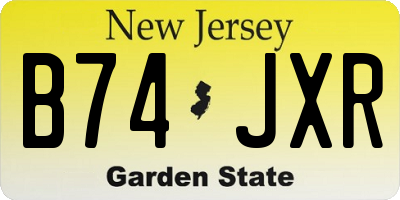 NJ license plate B74JXR