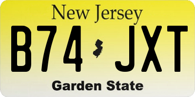NJ license plate B74JXT