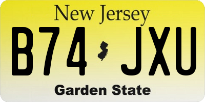 NJ license plate B74JXU