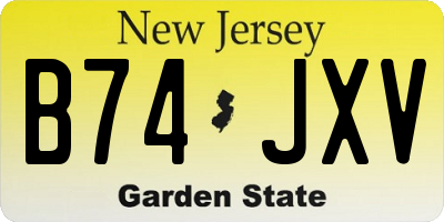 NJ license plate B74JXV