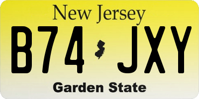 NJ license plate B74JXY