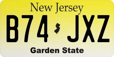 NJ license plate B74JXZ