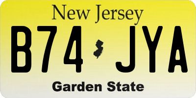 NJ license plate B74JYA
