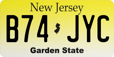 NJ license plate B74JYC