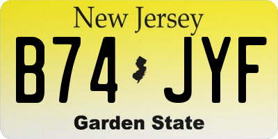 NJ license plate B74JYF