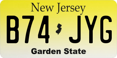 NJ license plate B74JYG