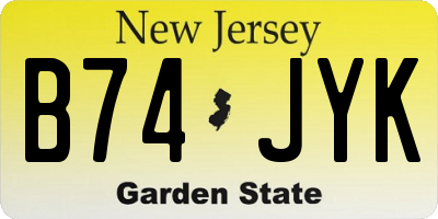 NJ license plate B74JYK
