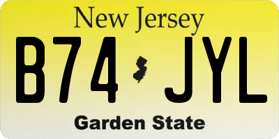 NJ license plate B74JYL