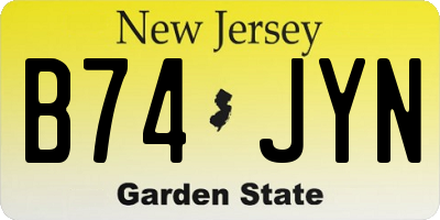 NJ license plate B74JYN