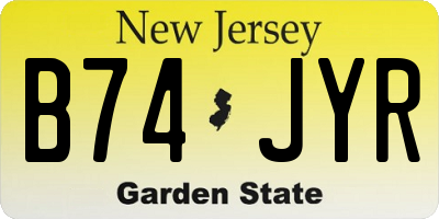 NJ license plate B74JYR