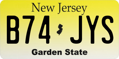 NJ license plate B74JYS