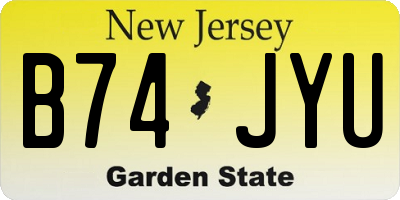 NJ license plate B74JYU