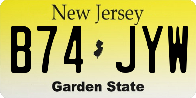 NJ license plate B74JYW