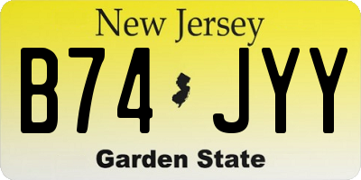 NJ license plate B74JYY