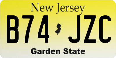 NJ license plate B74JZC