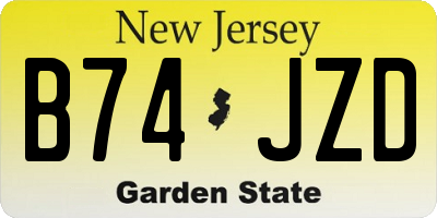 NJ license plate B74JZD