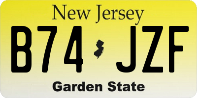 NJ license plate B74JZF