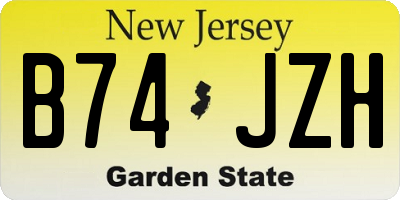 NJ license plate B74JZH