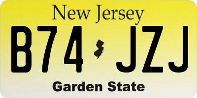 NJ license plate B74JZJ