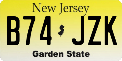 NJ license plate B74JZK