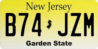 NJ license plate B74JZM