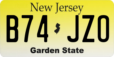 NJ license plate B74JZO