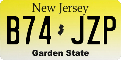 NJ license plate B74JZP