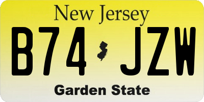 NJ license plate B74JZW