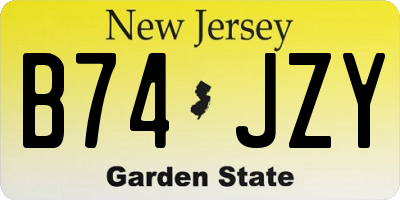 NJ license plate B74JZY