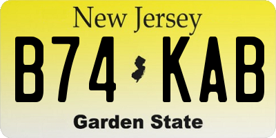 NJ license plate B74KAB