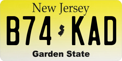 NJ license plate B74KAD
