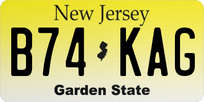 NJ license plate B74KAG